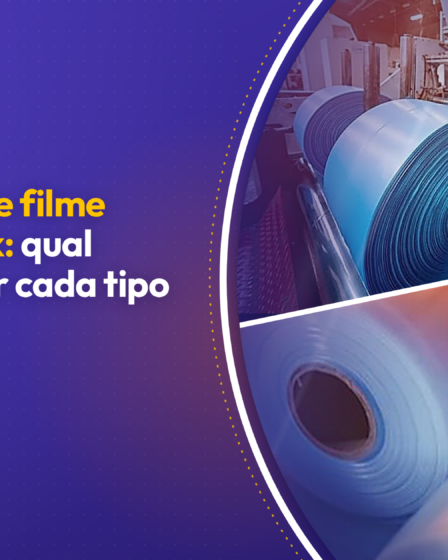 Palete de caixas envolvido em filme plástico transparente em área de expedição industrial